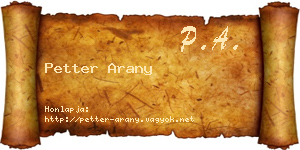 Petter Arany névjegykártya